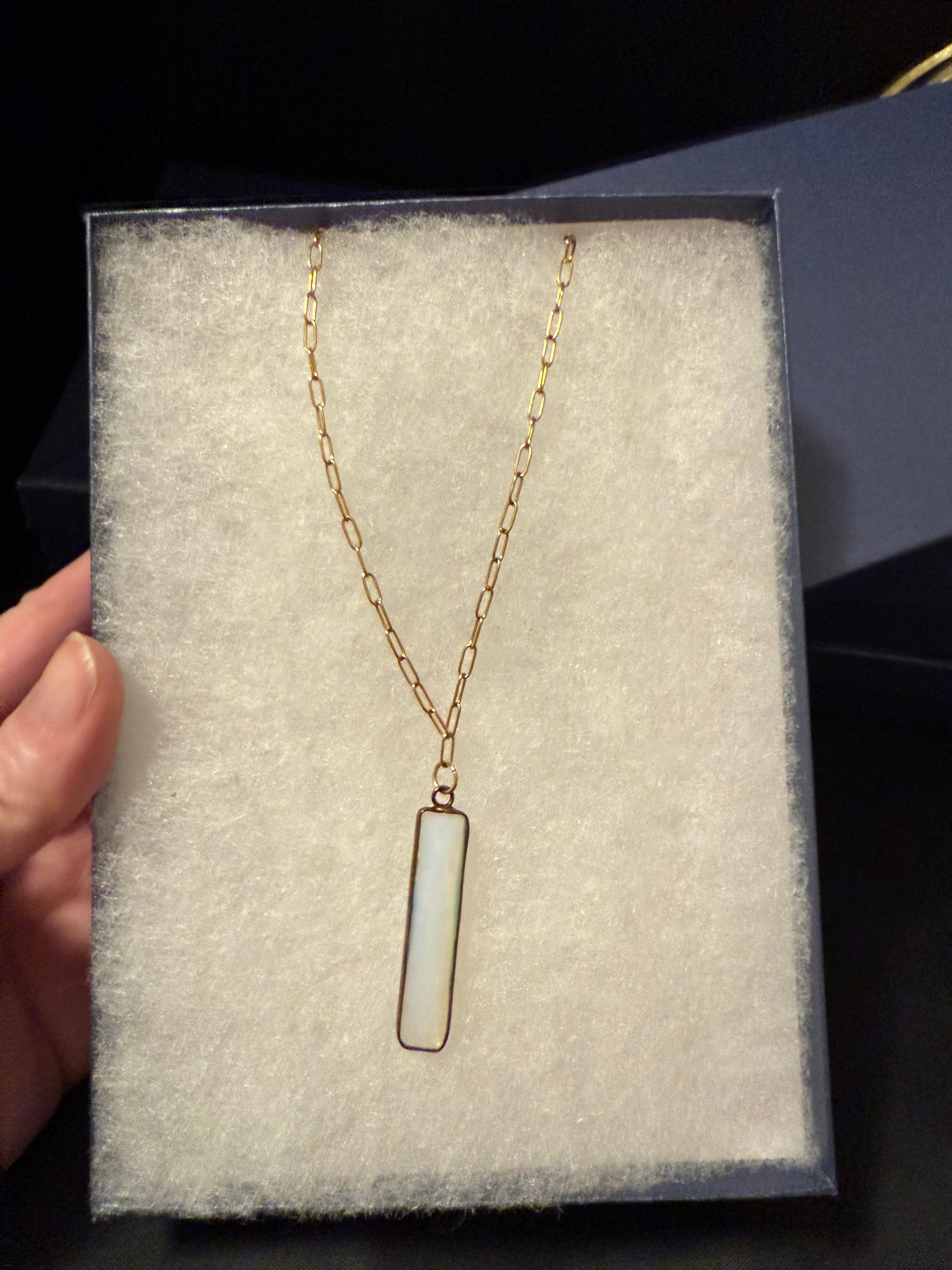 Opalite & Gold Paperclip Chain Necklace