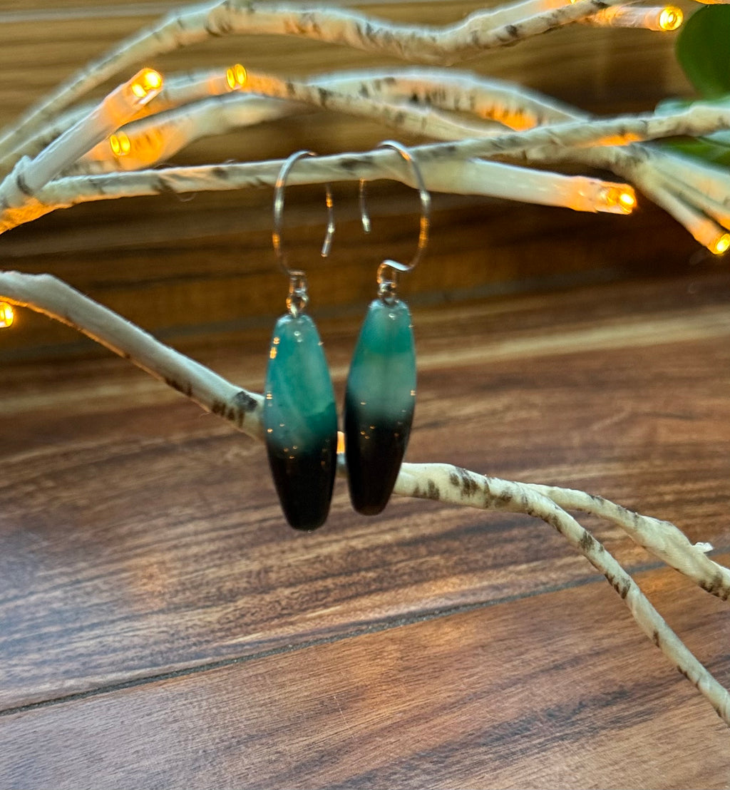 Teal & Black Agate Earrings