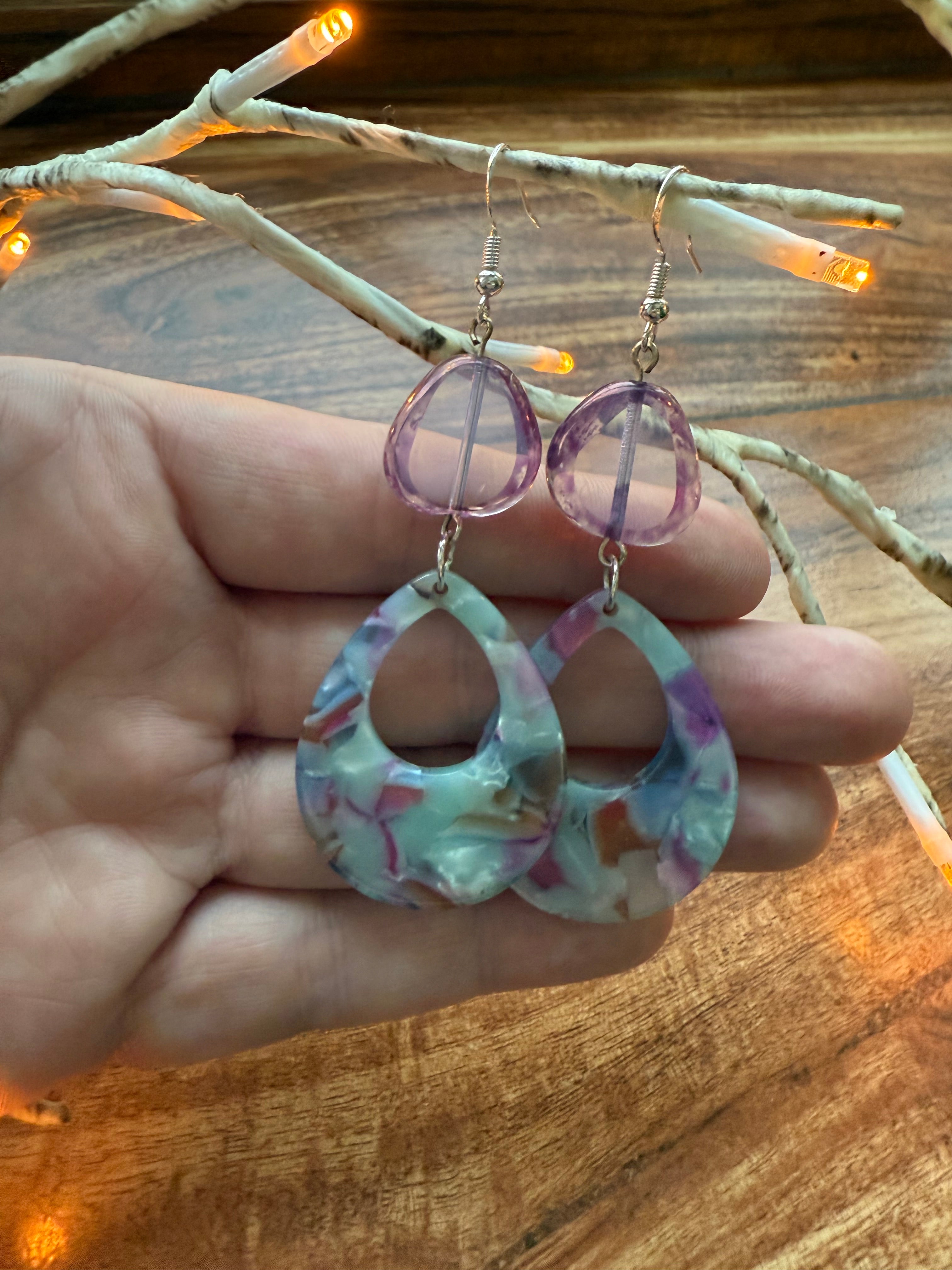 Translucent Watercolor Teardrop Earrings