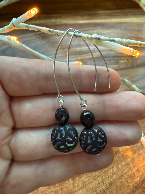 Czech Glass V Wire Earrings