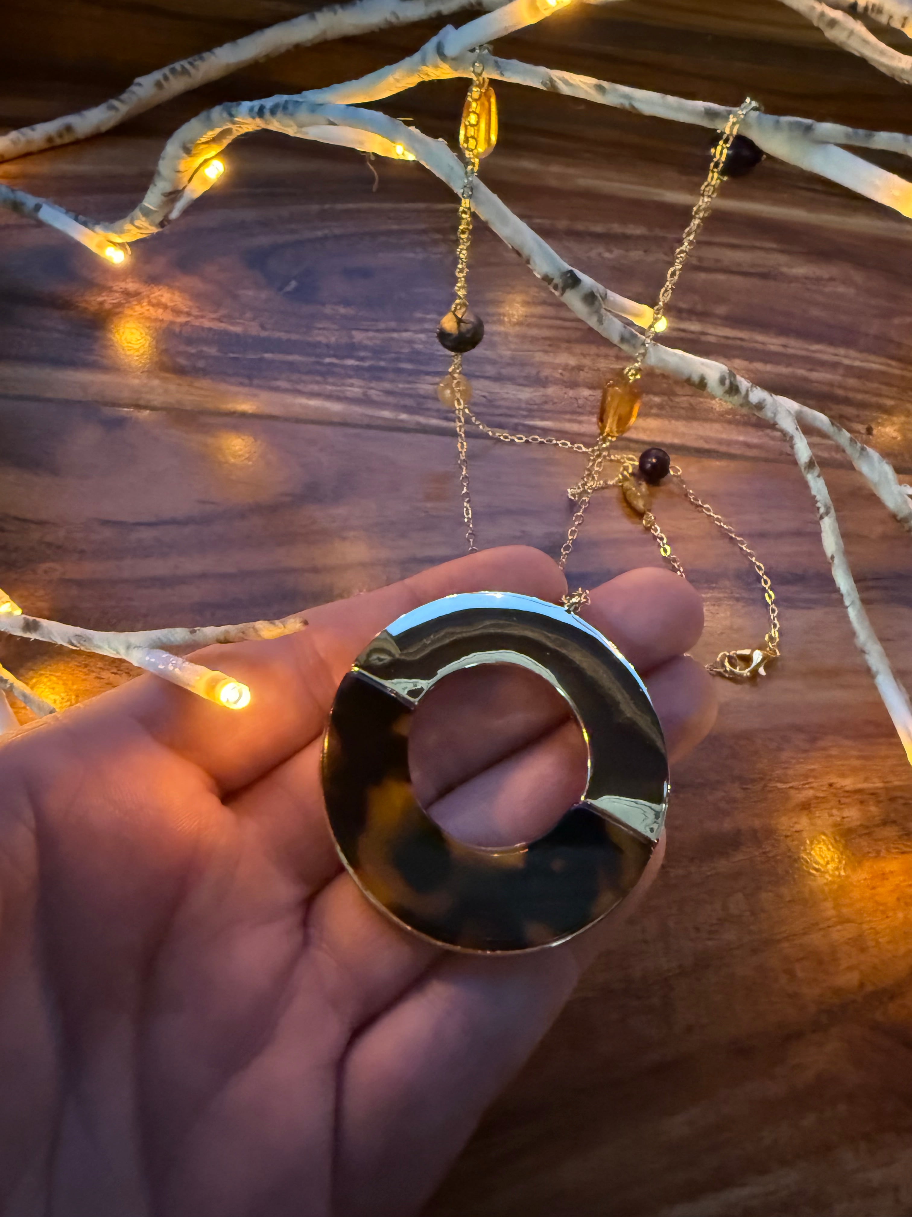 Tortoise Shell & Gold Necklace