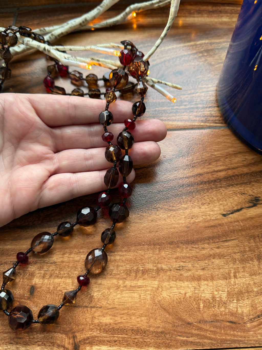 Cranberry & Chocolate Acrylic Necklace