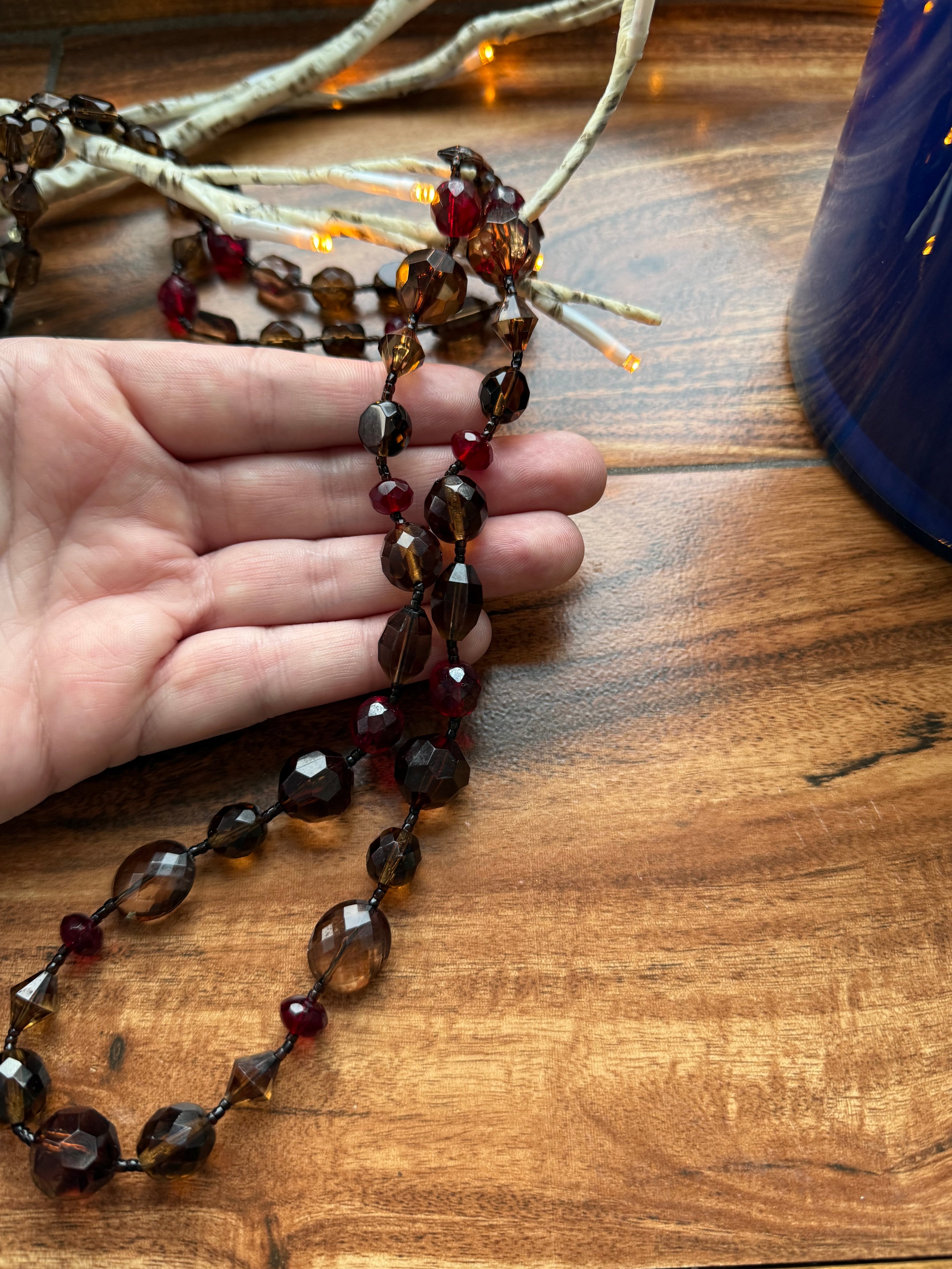 Cranberry & Chocolate Acrylic Necklace