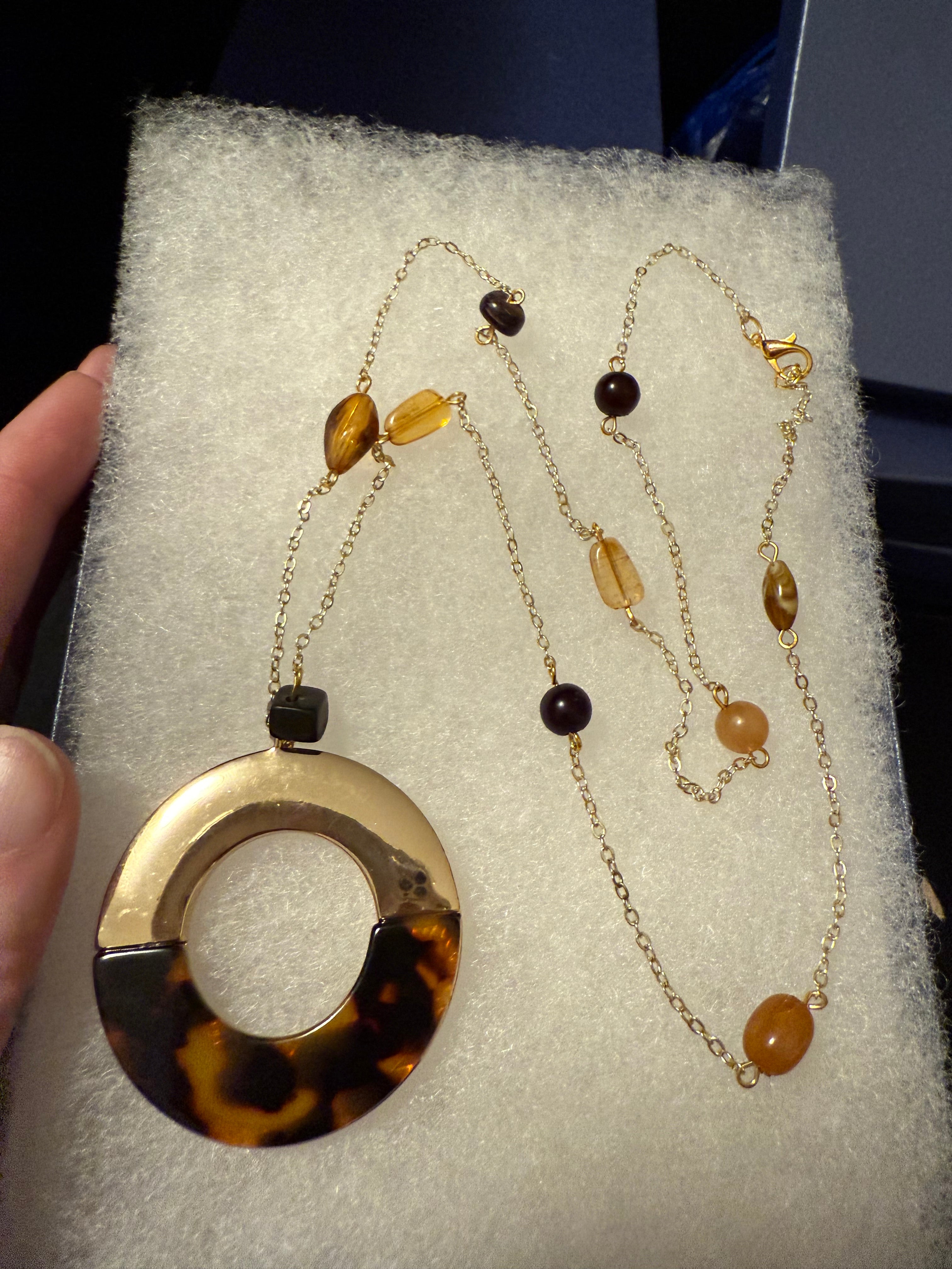 Tortoise Shell & Gold Necklace