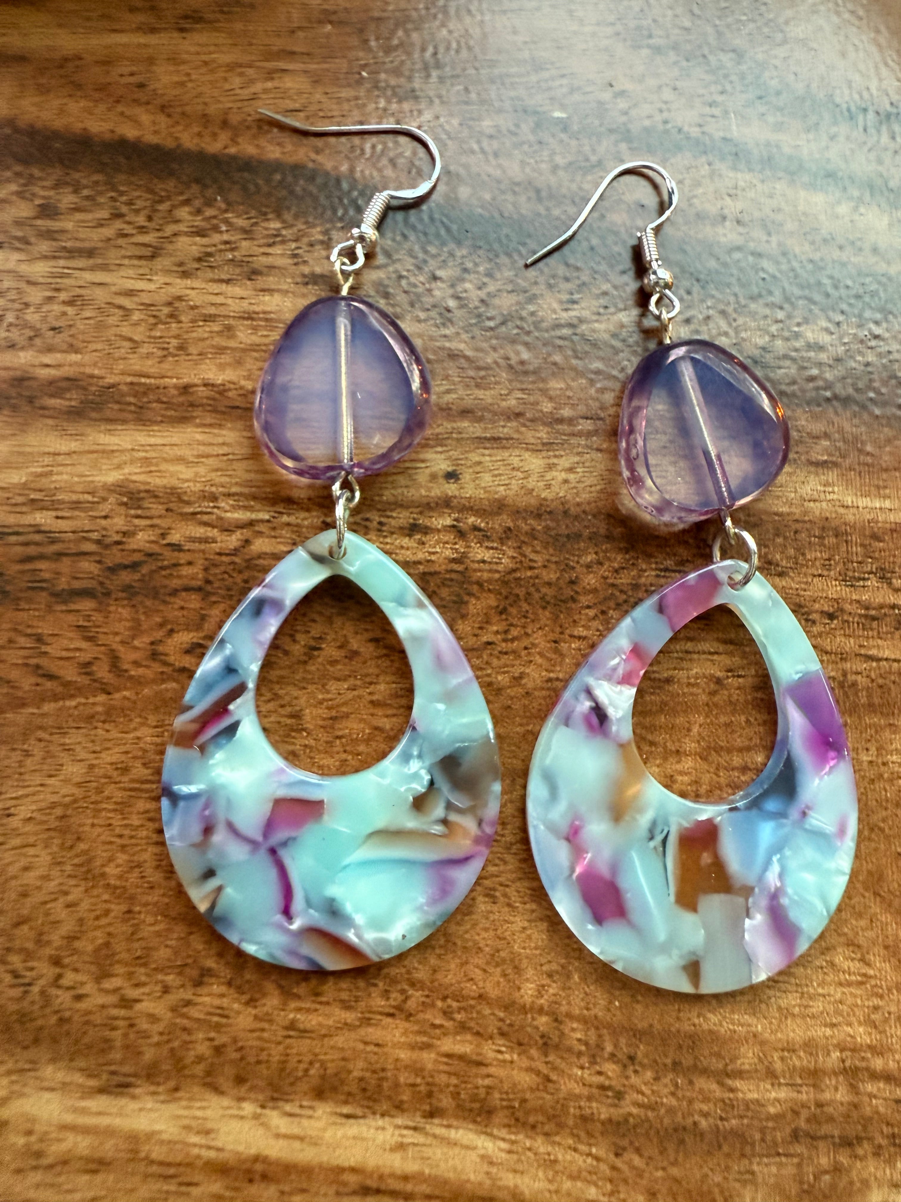 Translucent Watercolor Teardrop Earrings