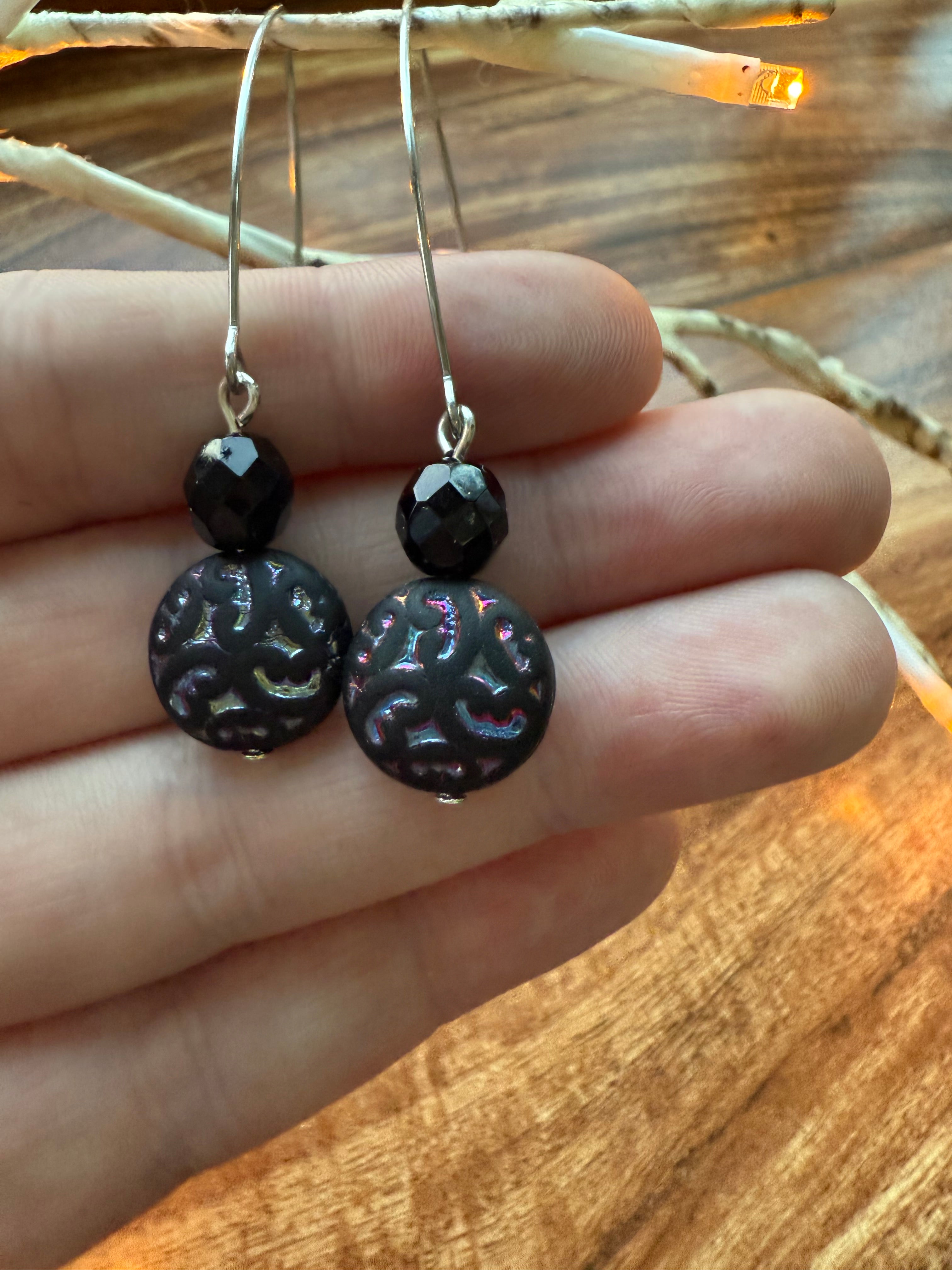 Czech Glass V Wire Earrings