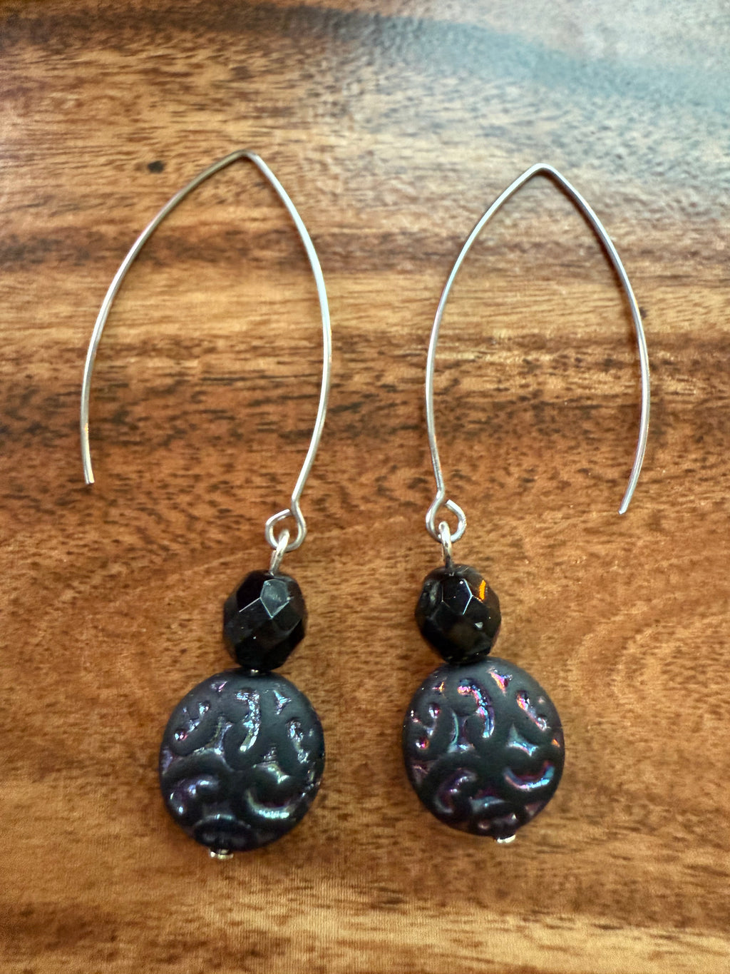 Czech Glass V Wire Earrings