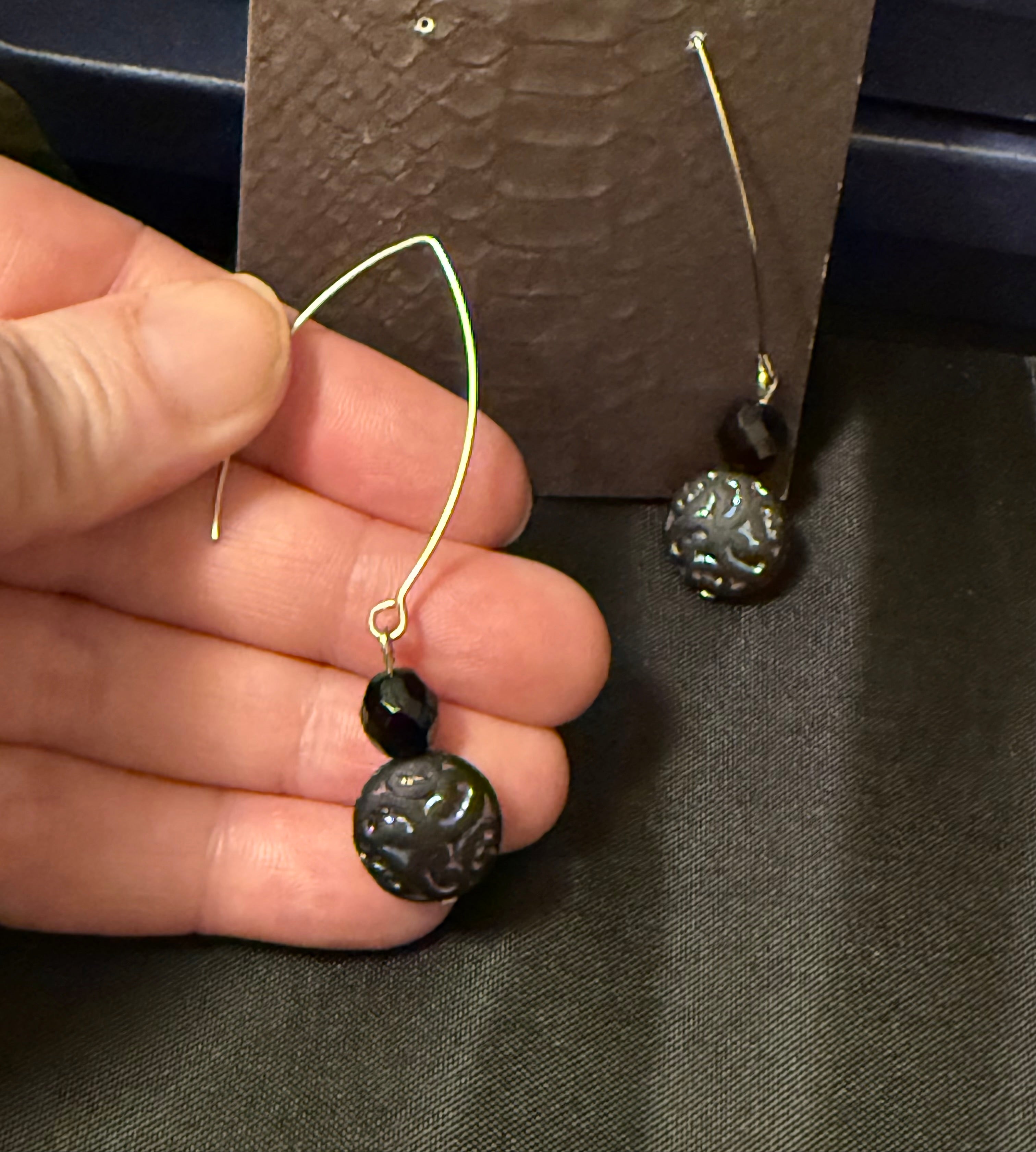 Czech Glass V Wire Earrings