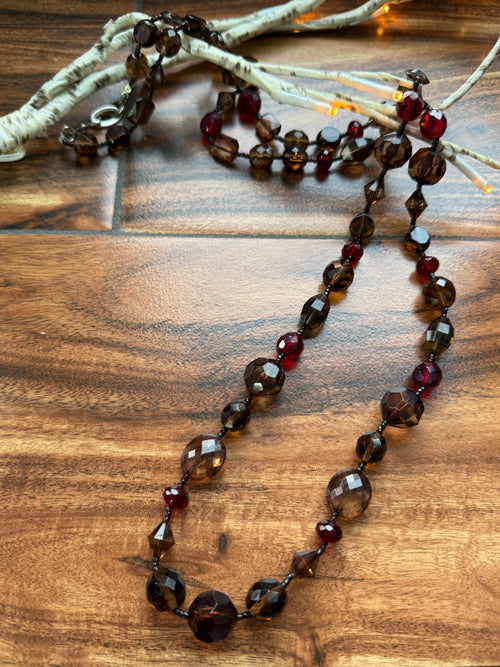 Cranberry & Chocolate Acrylic Necklace