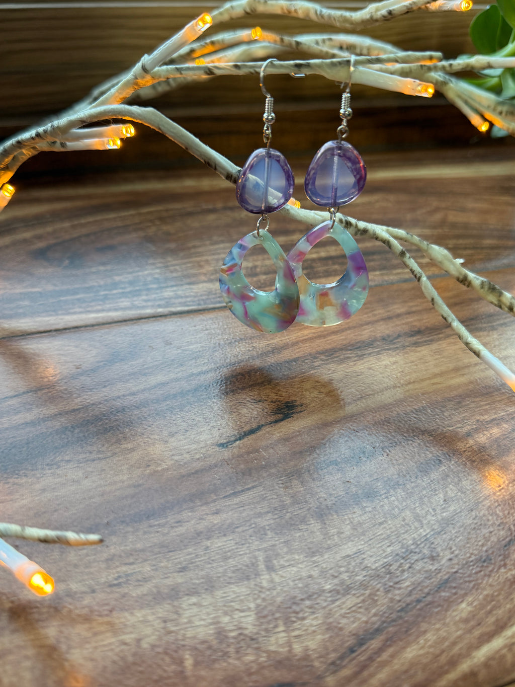 Translucent Watercolor Teardrop Earrings