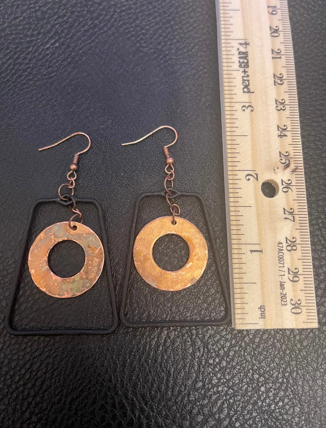 Oxidized Copper and Black Earrings